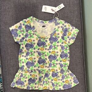 Monica and Andy Organic Short Sleeve Peplum Top